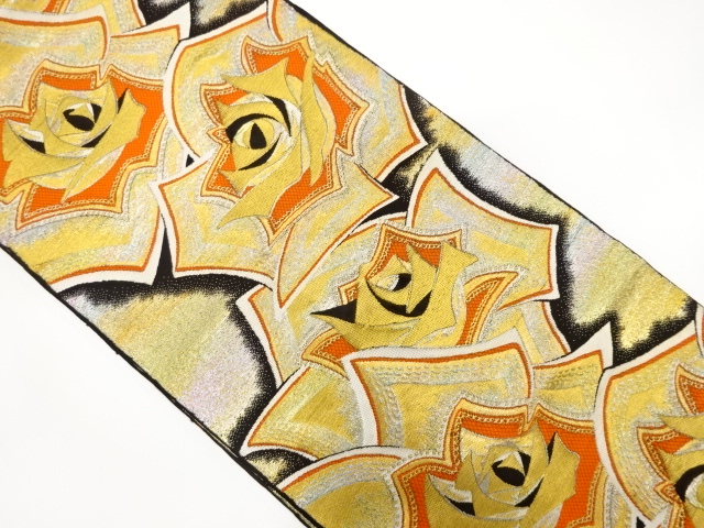 アンティーク　薔薇模様織出し袋帯（着用可）